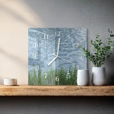 Quadratische wanduhr Graswasser