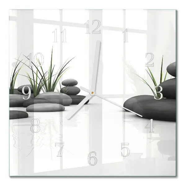 Glasuhr quadratisch Spa-Steine