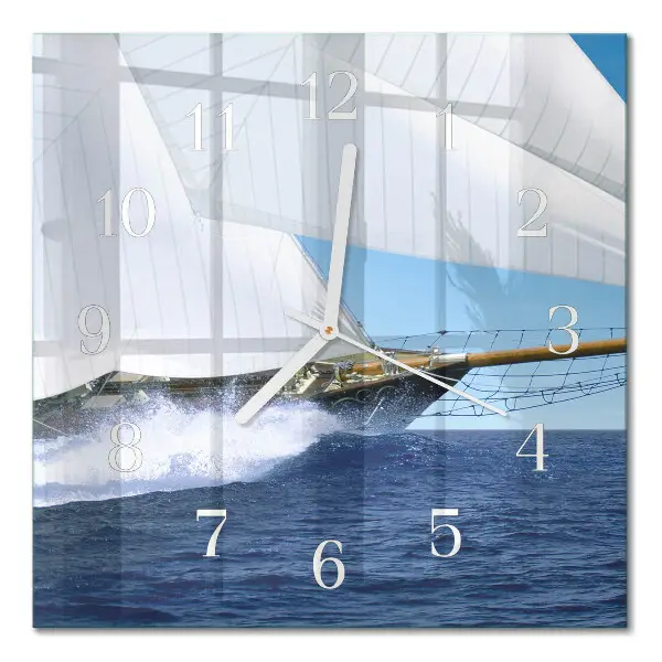 Quadratische wanduhr Segelboot