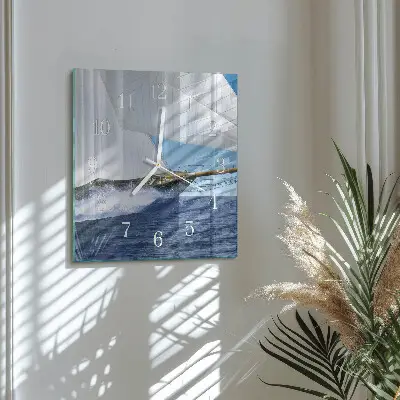 Quadratische wanduhr Segelboot