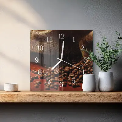 Wanduhr mit motiv quadratisch Kaffeebohnen