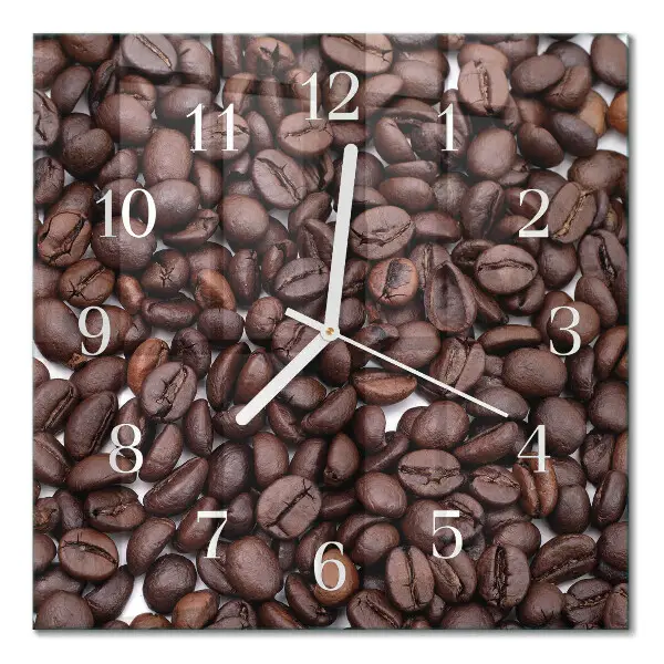Glasuhr quadratisch Kaffeebohnen