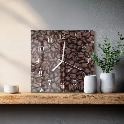 Glasuhr quadratisch Kaffeebohnen