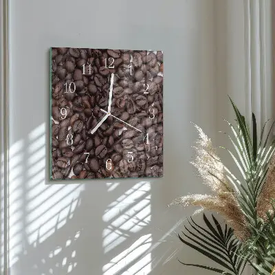 Glasuhr quadratisch Kaffeebohnen