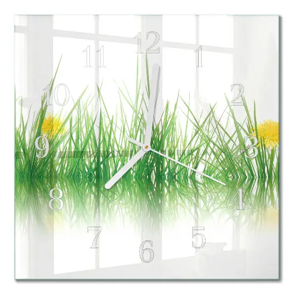 Quadratische wanduhr modern Gras