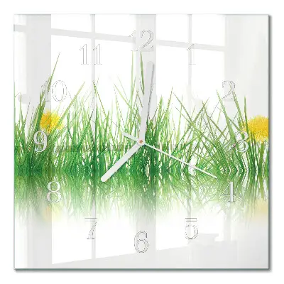 Quadratische wanduhr modern Gras