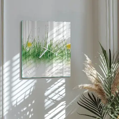 Quadratische wanduhr modern Gras