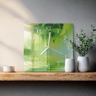 Moderne wanduhr quadratisch Blätter