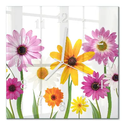 Quadratische wanduhr Blumen