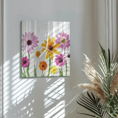 Quadratische wanduhr Blumen