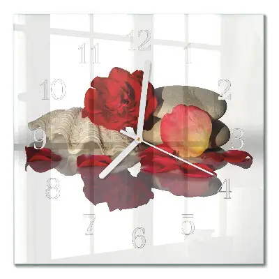 Quadratische wanduhr Schale mit Rosen