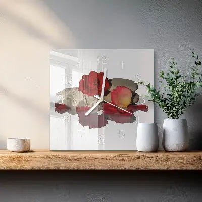 Quadratische wanduhr Schale mit Rosen