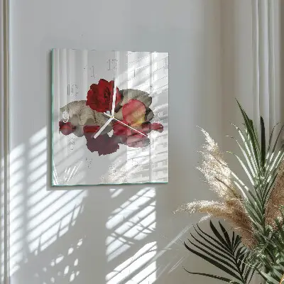 Quadratische wanduhr Schale mit Rosen