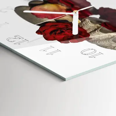 Quadratische wanduhr Schale mit Rosen