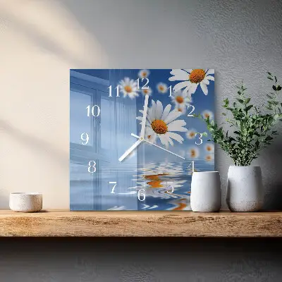 Moderne wanduhr quadratisch Blume