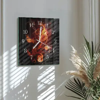 Glasuhr quadratisch Feuerblume