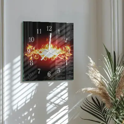 Quadratische wanduhr modern Feuerblume