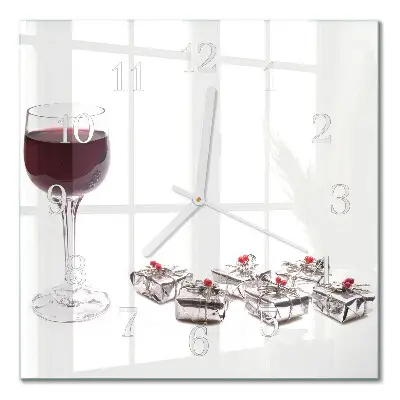 Quadratische wanduhr Ein Glas Wein