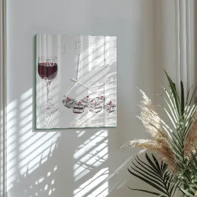 Quadratische wanduhr Ein Glas Wein