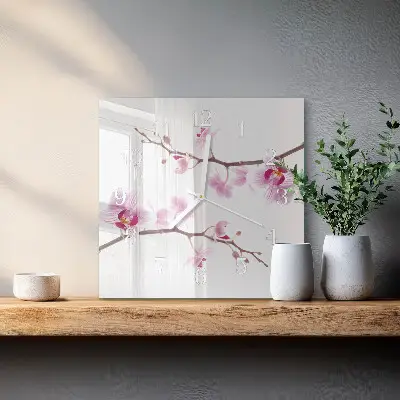 Wanduhr mit motiv quadratisch Orchidee