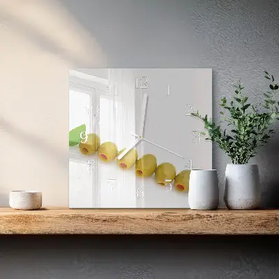 Quadratische wanduhr modern Oliven