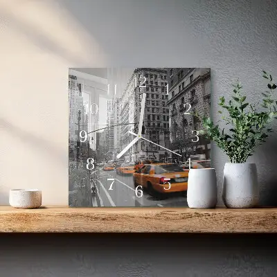 Wanduhr mit motiv quadratisch New Yorker Taxi
