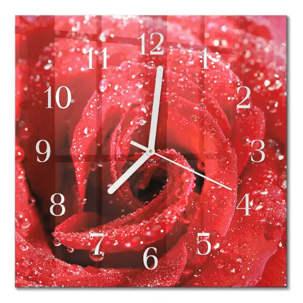 Glasuhr quadratisch Rose