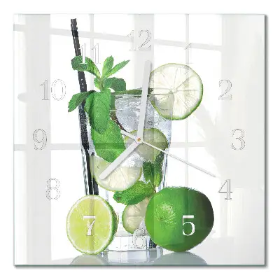 Quadratische wanduhr Limette und Minze