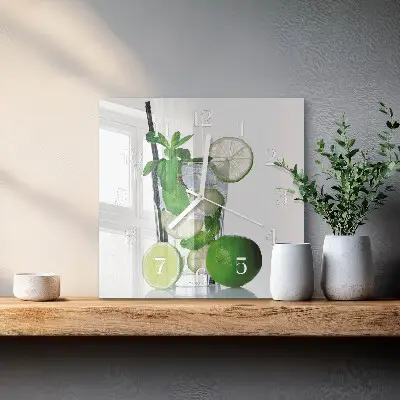 Quadratische wanduhr Limette und Minze