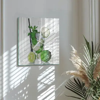 Quadratische wanduhr Limette und Minze
