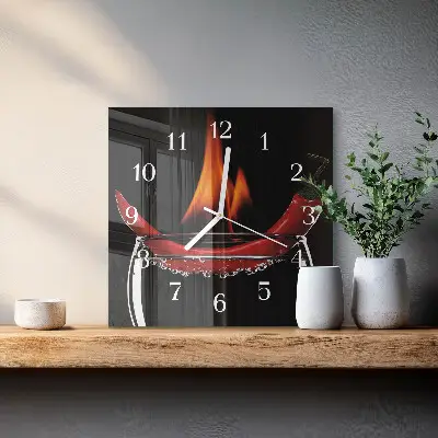 Wanduhr mit motiv quadratisch Scharfe Chili
