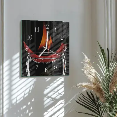 Wanduhr mit motiv quadratisch Scharfe Chili