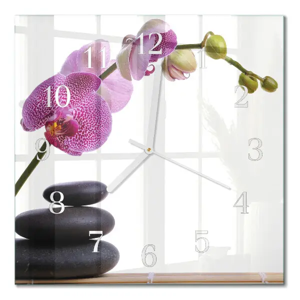 Wanduhr mit motiv quadratisch Orchidee