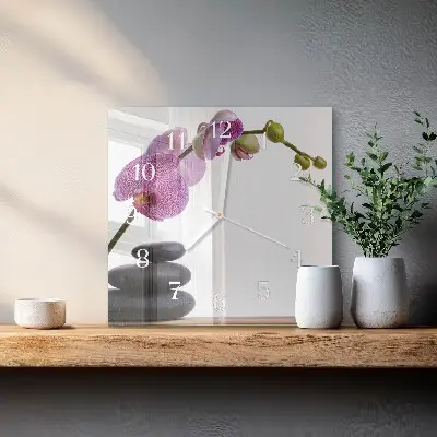 Wanduhr mit motiv quadratisch Orchidee