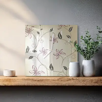 Glasuhr quadratisch Floristische Kunst