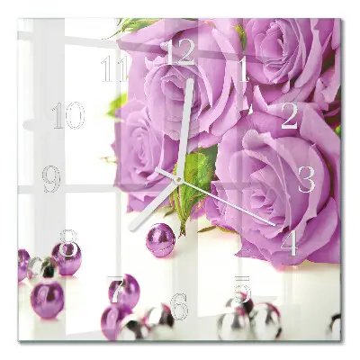 Quadratische wanduhr modern Rosen
