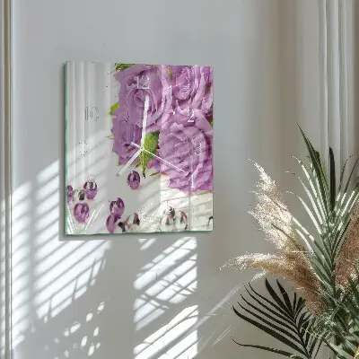 Quadratische wanduhr modern Rosen