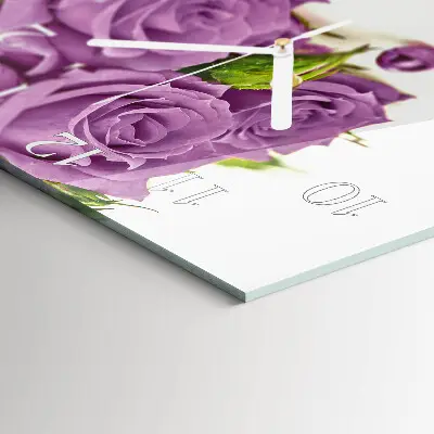 Quadratische wanduhr modern Rosen