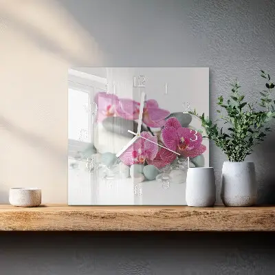 Wanduhr mit motiv quadratisch Orchideen