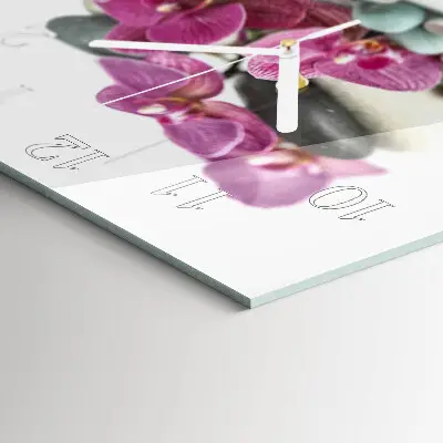 Wanduhr mit motiv quadratisch Orchideen