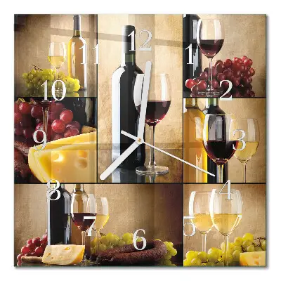Quadratische wanduhr Eine Flasche Wein