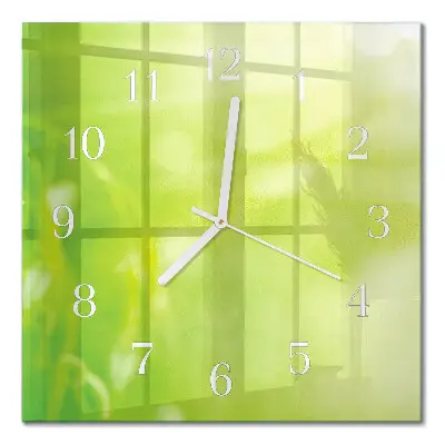 Quadratische wanduhr modern Gras