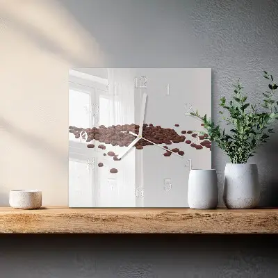 Quadratische wanduhr Kaffeebohnen