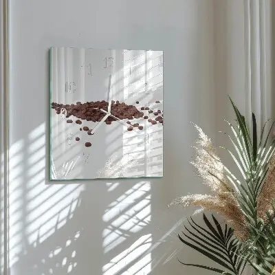 Quadratische wanduhr Kaffeebohnen