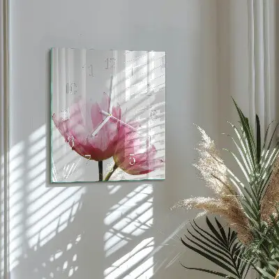 Glasuhr quadratisch Tulpen