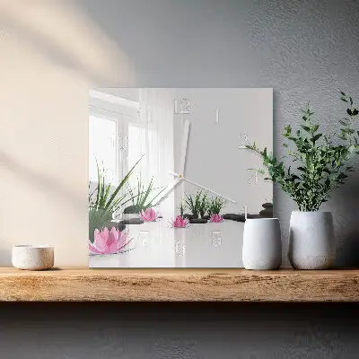 Quadratische wanduhr Lotosblume