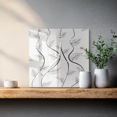 Glasuhr quadratisch Blattkunst