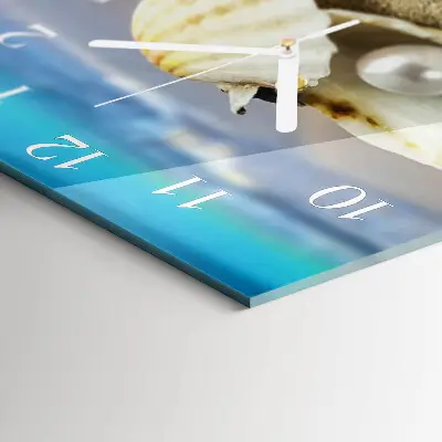 Quadratische wanduhr modern Perle in der Muschel