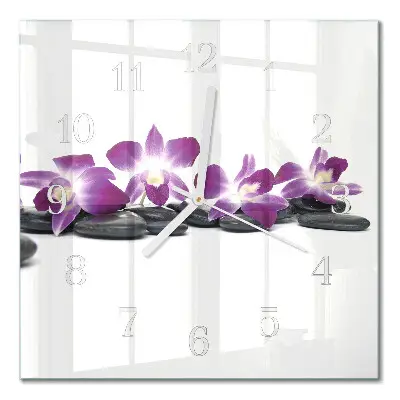 Wanduhr mit motiv quadratisch Orchidee