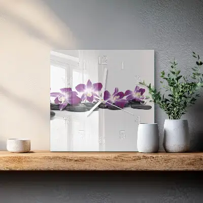 Wanduhr mit motiv quadratisch Orchidee